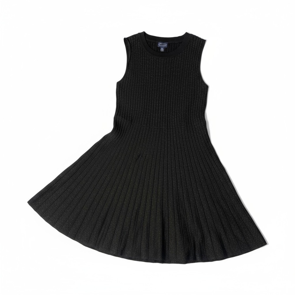 Womans‎ Little Black Dress Sweater Ribbed M 8-10 Silver Metallic Thread NWT